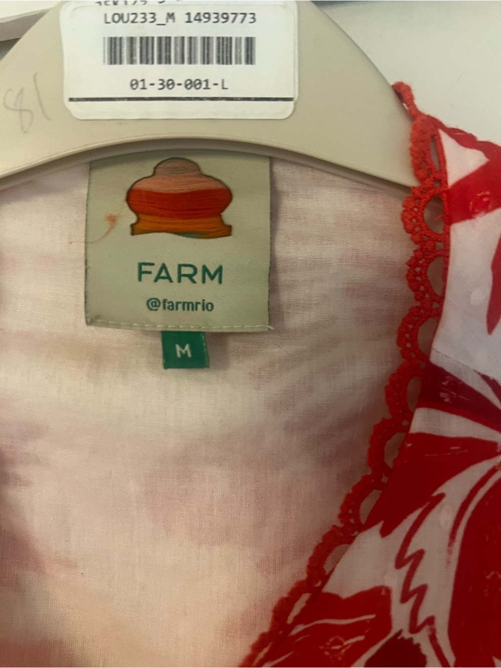 FARM Rio Red and White Floral High-Low Puff Sleeve Dress - Picture 3 of 8